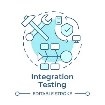 Integration testing soft blue concept icon Stock Illustration