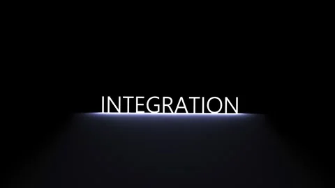 INTEGRATION text,neon word. Luminous integration,concept,animation.3D render Stock Footage 300374529