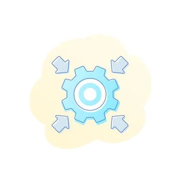 Integration vector icon with cogwheel, gear 스톡 일러스트