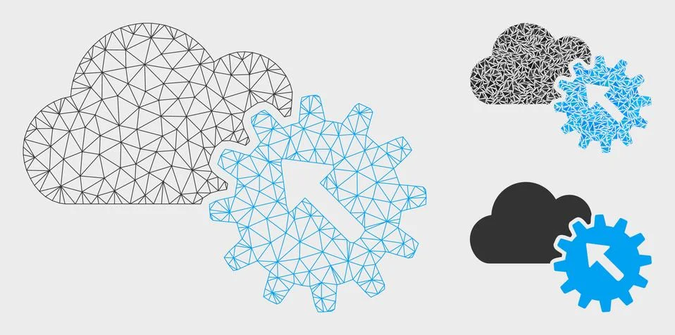 Integration Vector Mesh Network Model and Triangle Mosaic Icon Stock Illustration