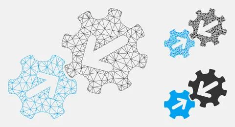 Integration Vector Mesh Wire Frame Model and Triangle Mosaic Icon イラスト素材