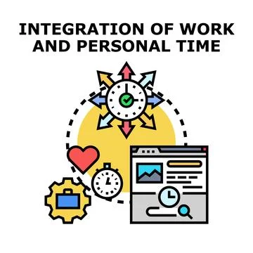 Integration of work personal life balance concept 스톡 일러스트