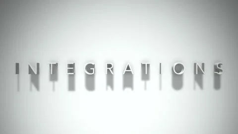 Integrations  3D title animation white text on a white background Video stock 299637129