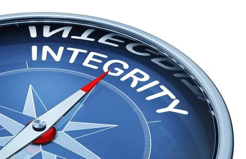Integrity 3D rendering of an compass with the word integrity Copyright: xZ... Foto stock