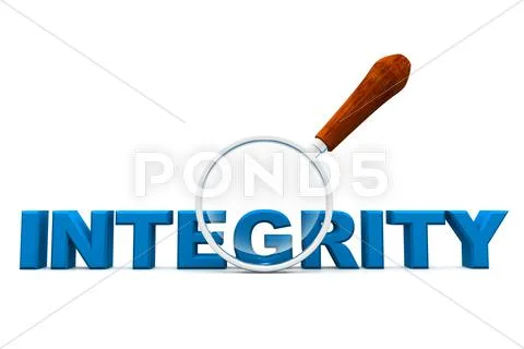 Integrity and magnifying glass . Stock Illustration