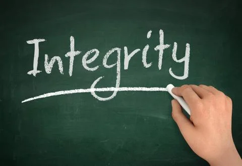 Integrity chalkboard write concept 3d illustration Stock Illustration