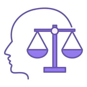 Integrity Colored Icon. Vector Icon of Human Head and Scales. Justice and E.. Stock Illustration