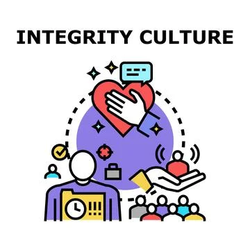 Integrity culture principle developing trust communication Stock Illustration