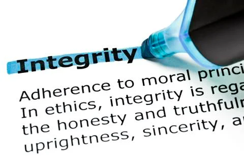 Integrity highlighted in blue Stock Photos