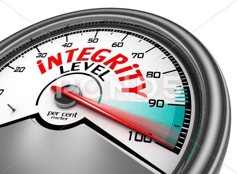 Integrity level conceptual meter indicate hundred per cent Stock Illustration
