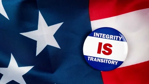 Integrity is transitory text quote on election button laying on the star span Video stock 170629617