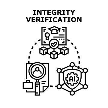 Integrity verification system with data security and artificial intelligence Stockillustratie