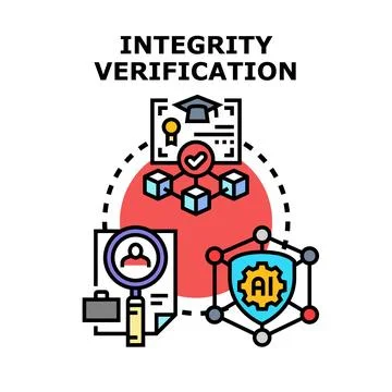 Integrity verification system with data security and artificial intelligence Stock Illustration