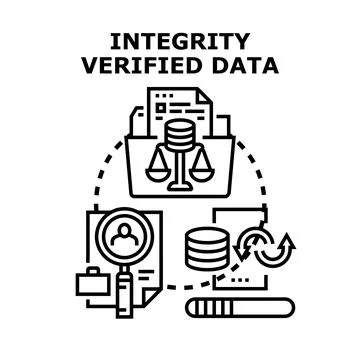 Integrity verified data verifying compliance and digital security イラスト素材