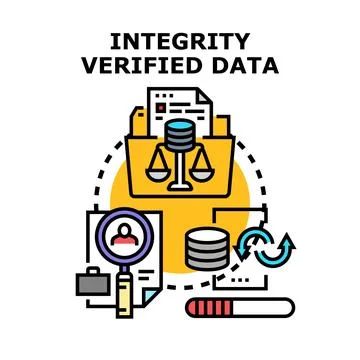 Integrity verified data verifying compliance and digital security Stockillustratie