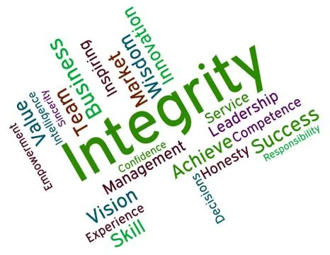Integrity Words Shows Virtue Text And Honesty Stock Illustration