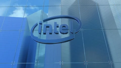 Intel 4K Glass Building Logo Editorial Footage Stock Footage 240508969