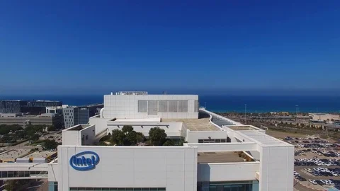 Intel building - Aerial view. Stock Footage