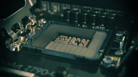 Intel Computer CPU Asus Motherboard Technology Circuits Data Chip Stock Footage 240241291