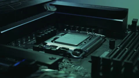 Intel Computer CPU Asus Motherboard Technology Circuits Data Chip Stock Footage 240241500
