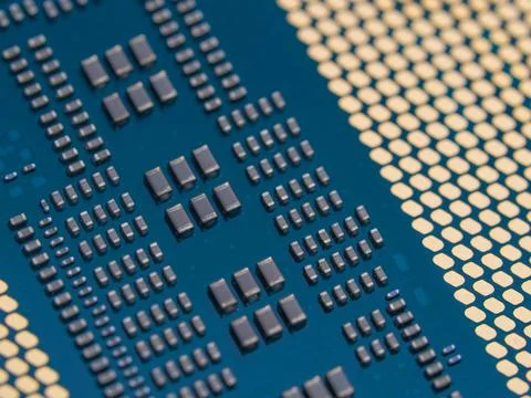 Intel Core 14th gen i9-14900K processor case, focus on CPU connectors Foto stock