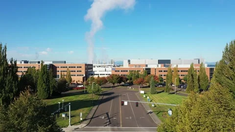 Intel Gordon Moore Park at Ronler Acres campus in Hillsboro aerial drone video Stock-Footage 287390964