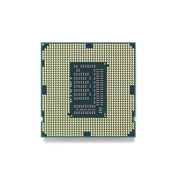Intel i7 processor gold contacts CPU socket circuit isolated on white background 写真素材