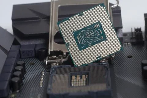 Intel LGA 1151 cpu socket on motherboard Computer PC with cpu processor 写真素材