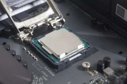 Intel LGA 1151 cpu socket on motherboard Computer PC with cpu processor 写真素材