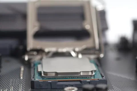 Intel LGA 1151 cpu socket on motherboard Computer PC with Processor Фото