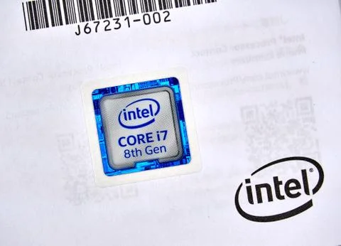 Intel logo and CPU Stock Photos