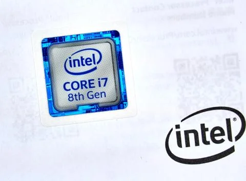 Intel logo and CPU Stock Photos