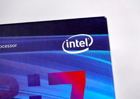 Intel logo and CPU Stock Photos