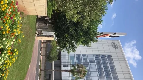 Intel logo on a glass building. Tech company headquarters in Israel. Stock Footage 247658760