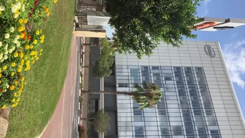 Intel logo on a glass building. Tech company headquarters in Israel. Stock Footage 247658783