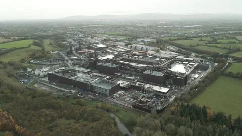 Intel microprocessor manufacturing complex in Leixlip, Ireland, aerial view Видео 262299311