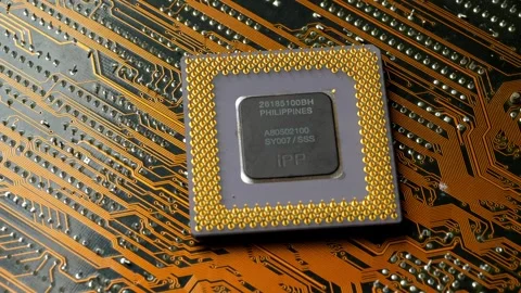 Intel Pentium II Processor on Circuit Board Stock Footage 304224650