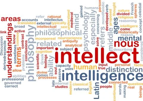 Intellect background wordcloud concept illustration Stock Illustration