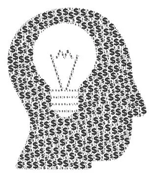 Intellect Bulb Collage of Dollar and Dots イラスト素材