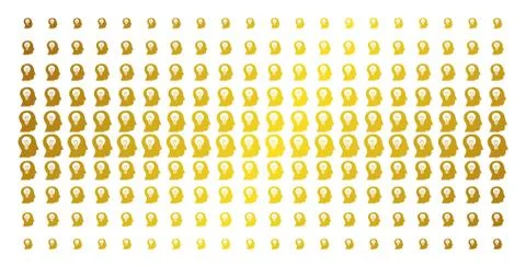 Intellect Bulb Golden Halftone Array Stock-Illustration