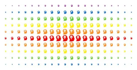 Intellect Bulb Spectrum Halftone Effect Stock Illustration