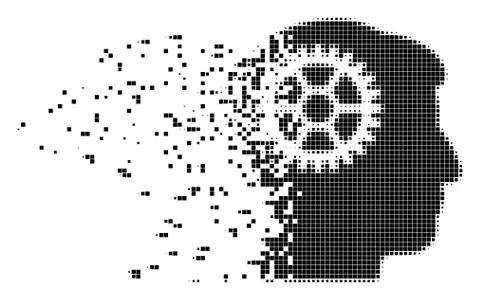 Intellect Cog Damaged Pixel Icon 스톡 일러스트