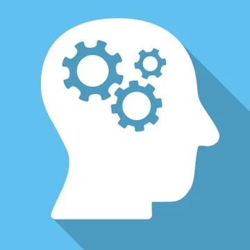 Intellect Flat Square Icon with Long Shadow Stock Illustration