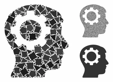 Intellect gear Composition Icon of Rugged Elements Illustrazione stock