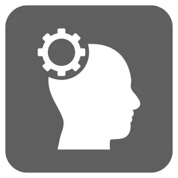 Intellect Gear Flat Squared Vector Icon Stock Illustration
