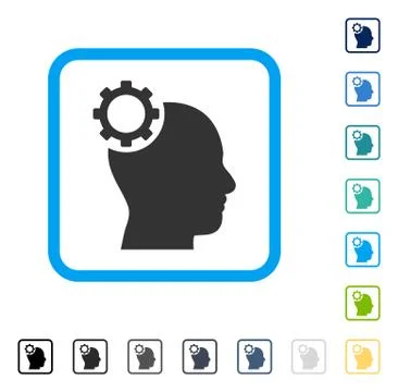 Intellect Gear Framed Vector Icon Stock Illustration