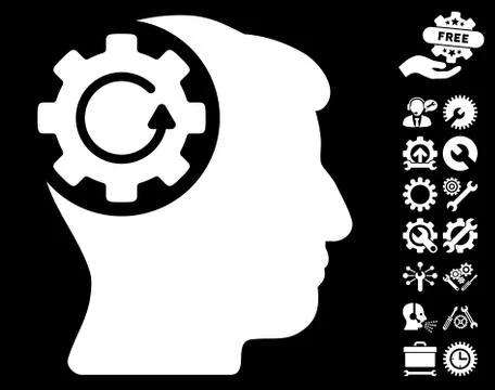 Intellect Gear Rotation Vector Icon With Tools Bonus Stock Illustration