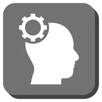 Intellect Gear Rounded Square Glyph Icon Stock Illustration