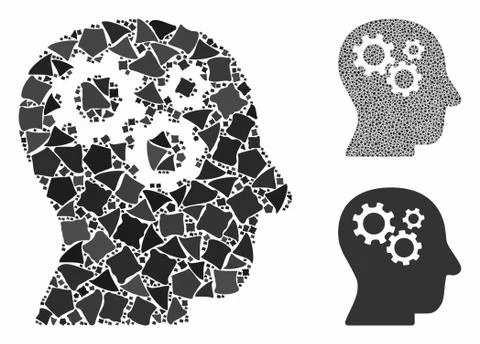 Intellect gears Composition Icon of Bumpy Parts Stock Illustration