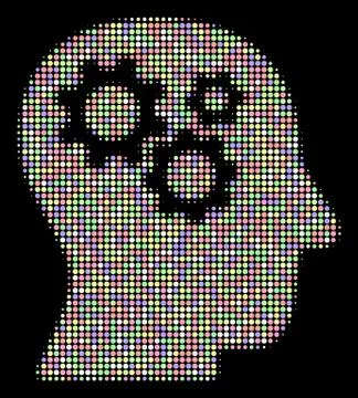 Intellect Gears Halftone Composition of Dots Illustrazione stock